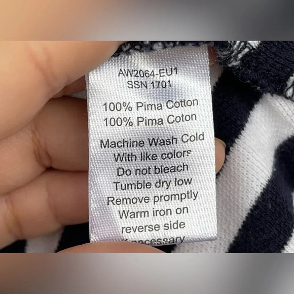 ATM Anthony Thomas Melillo Navy Striped Pima Cotton Dress xs - Picture 7 of 11